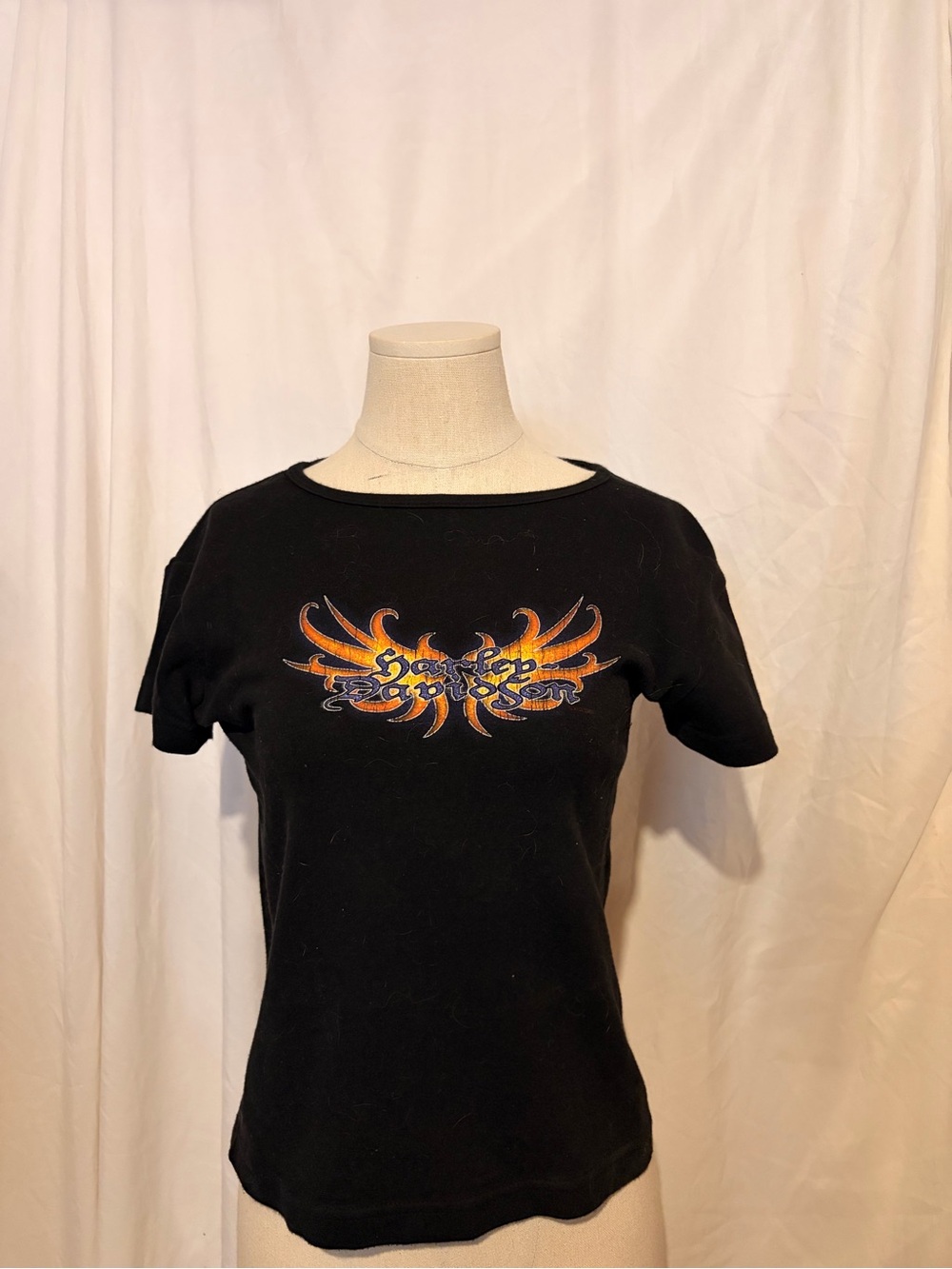 Harley-Davidson Black Short-Sleeve Tee with Orange Logo Graphic